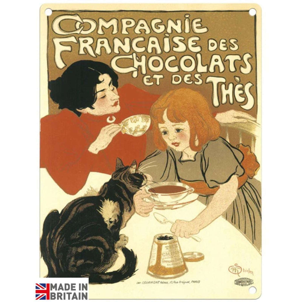 Small Metal Sign 45 x 37.5cm Vintage Retro Compagnie Francaise Chocolats Geko Products