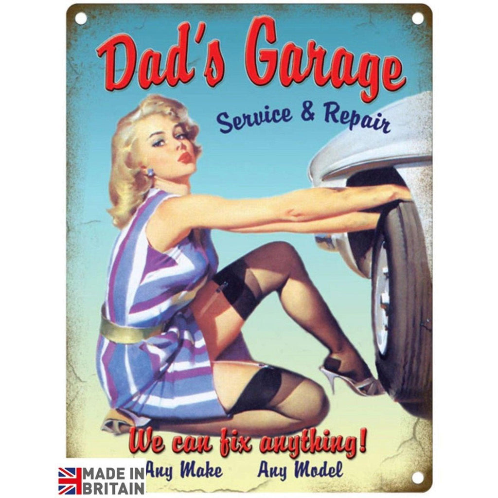 Small Metal Sign 45 x 37.5cm Vintage Retro Dad's Garage Geko Products