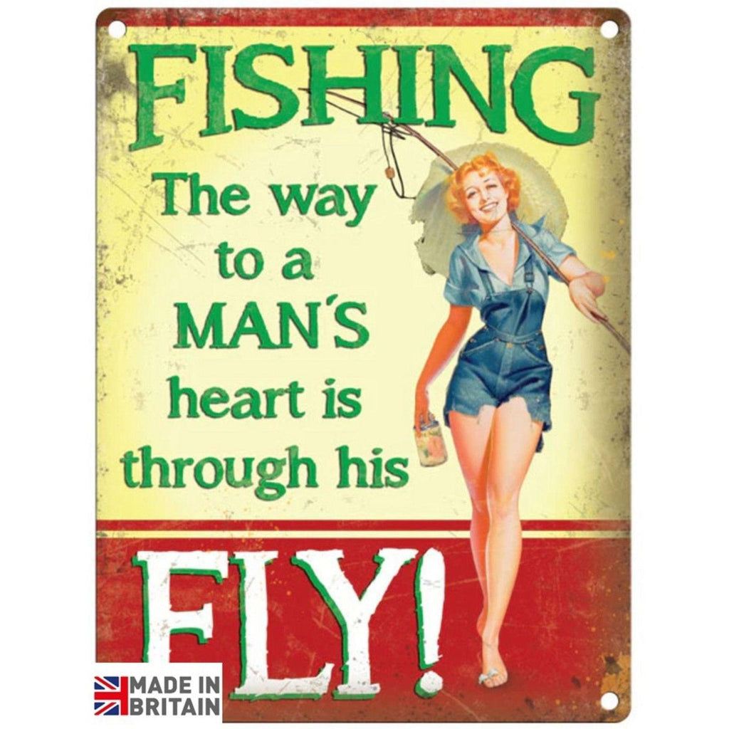 Small Metal Sign 45 x 37.5cm Vintage Retro Fishing Way Geko Products