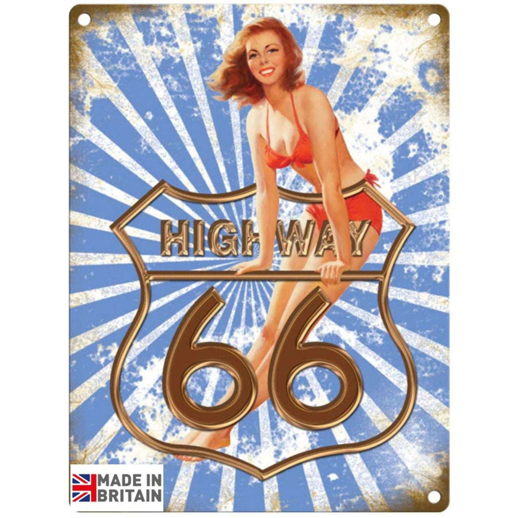 Small Metal Sign 45 x 37.5cm Automotive Highway 66 Geko Products