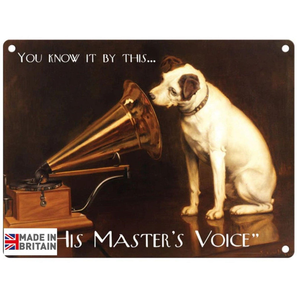 Small Metal Sign 45 x 37.5cm Vintage Retro His Master's Voice Geko Products