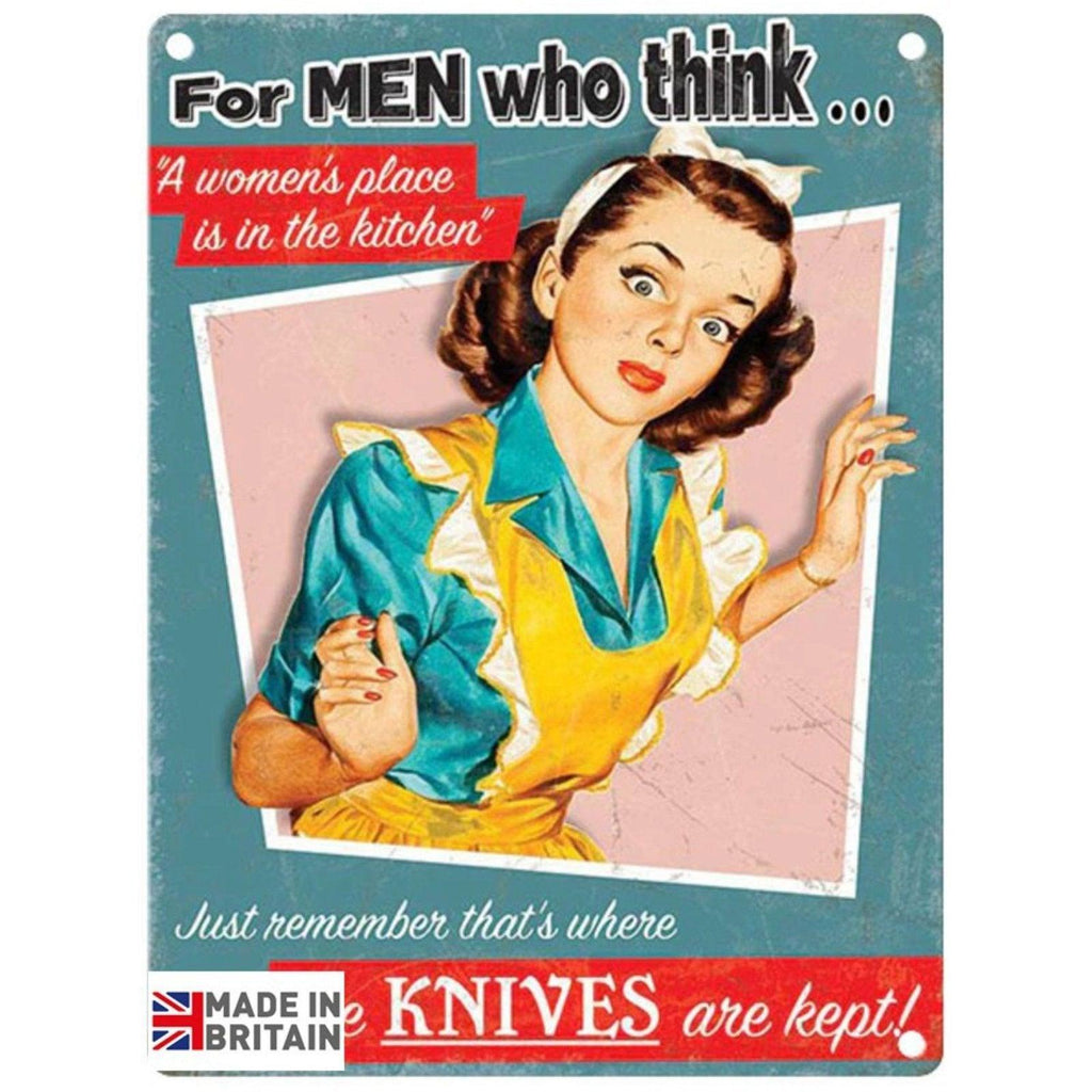 Small Metal Sign 45 x 37.5cm Funny Just remember where the knives are kept Geko Products