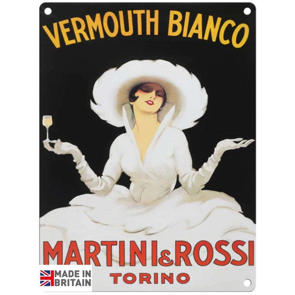 Small Metal Sign 45 x 37.5cm Vintage Retro Vermouth Bianco Martini Geko Products