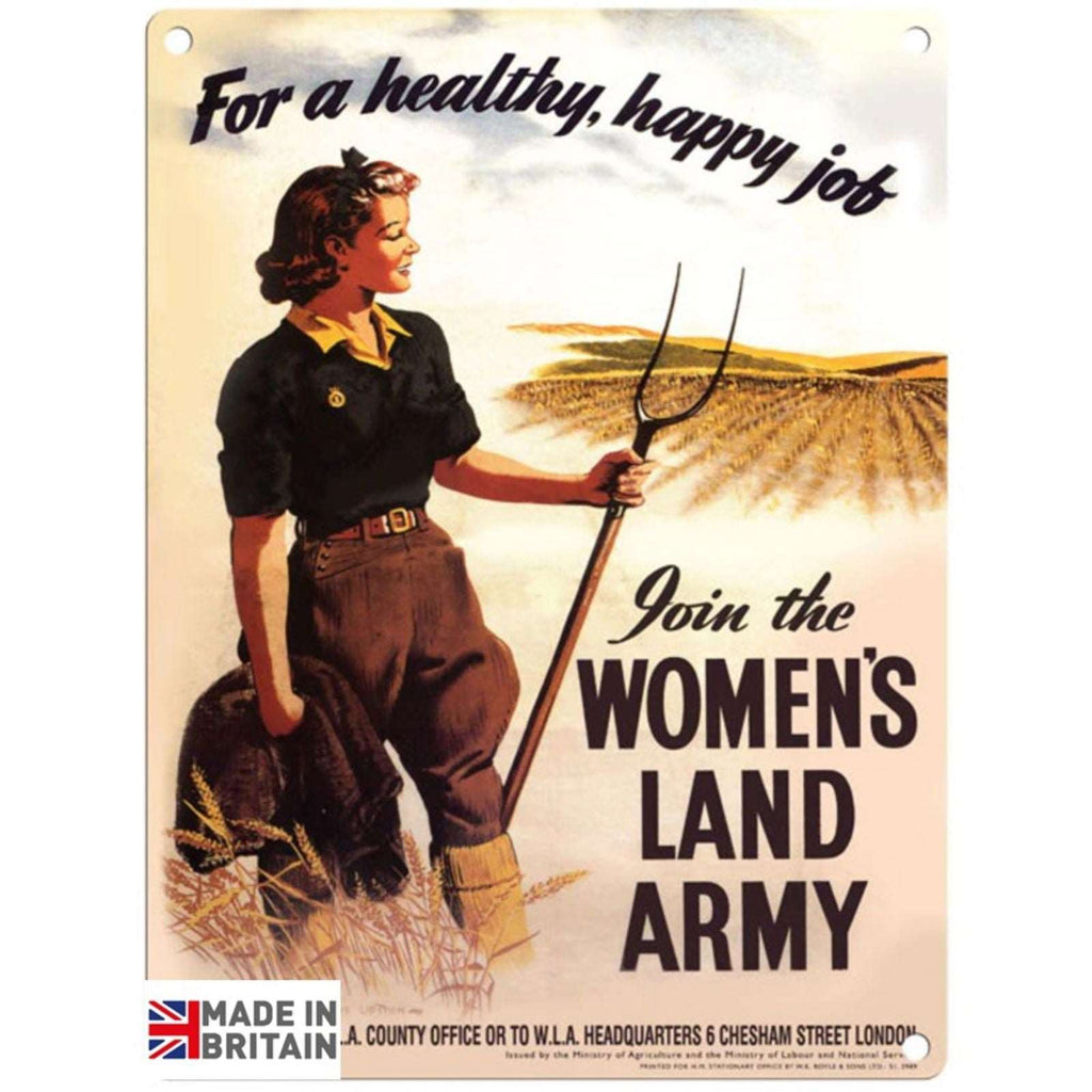 Small Metal Sign 45 x 37.5cm Vintage Retro Women's Land Army Geko Products