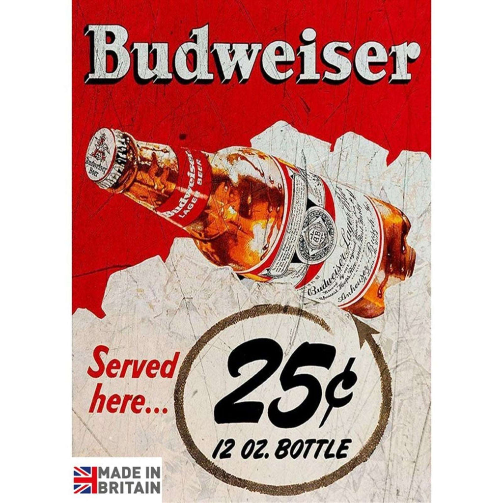 Small Metal Sign 45 x 37.5cm Budweiser Beer Geko Products