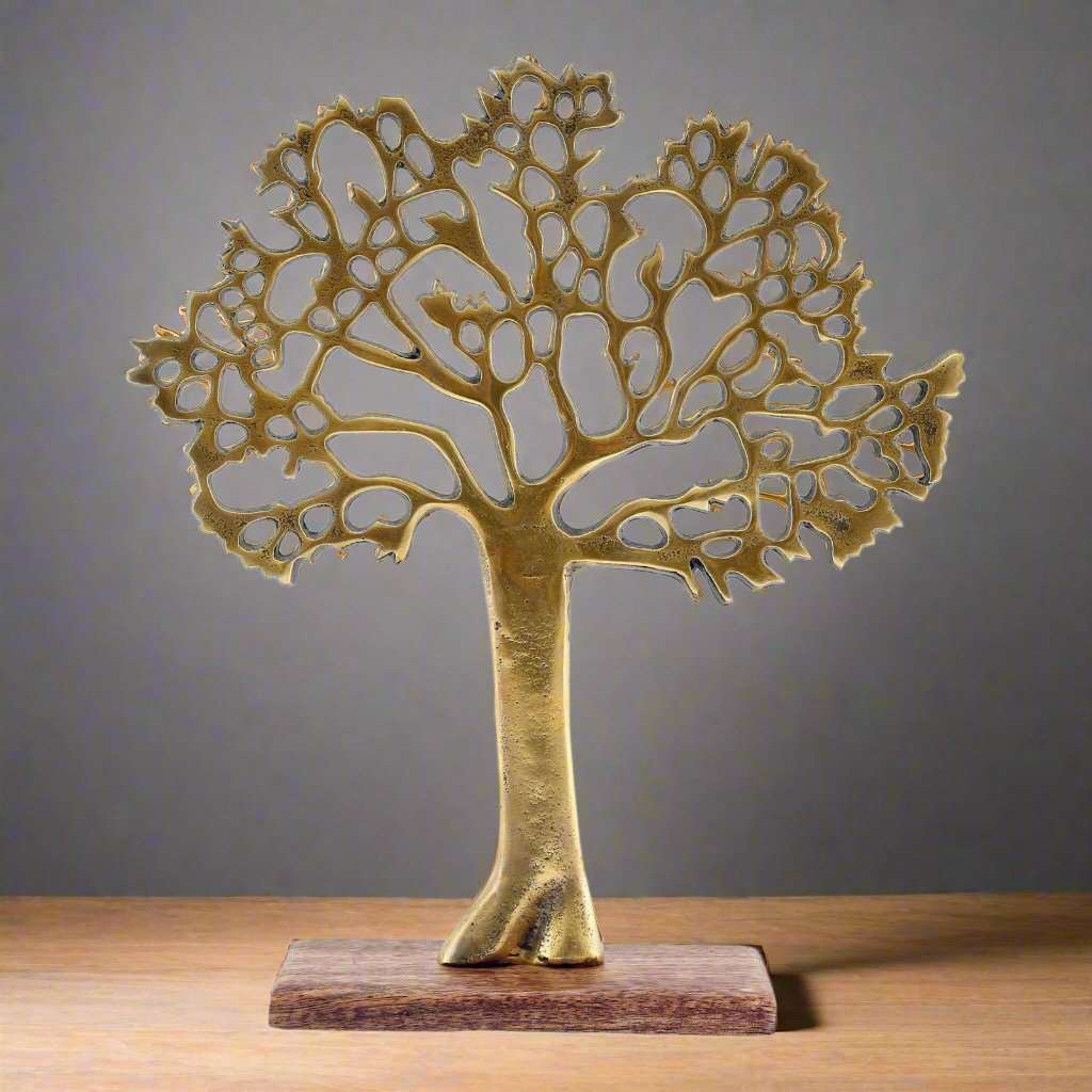 Antique Gold Tree On Wooden Base Medium Geko Products