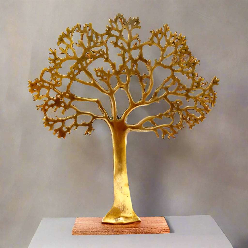 Antique Gold Tree On Wooden Base 62cm Geko Products