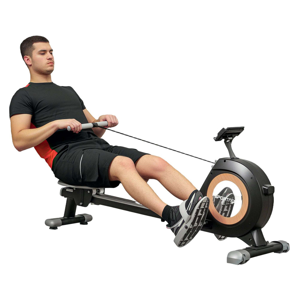 SPORTNOW 16-Level Magnetic Rowing Machine w/ LCD Monitor Black SPORTNOW