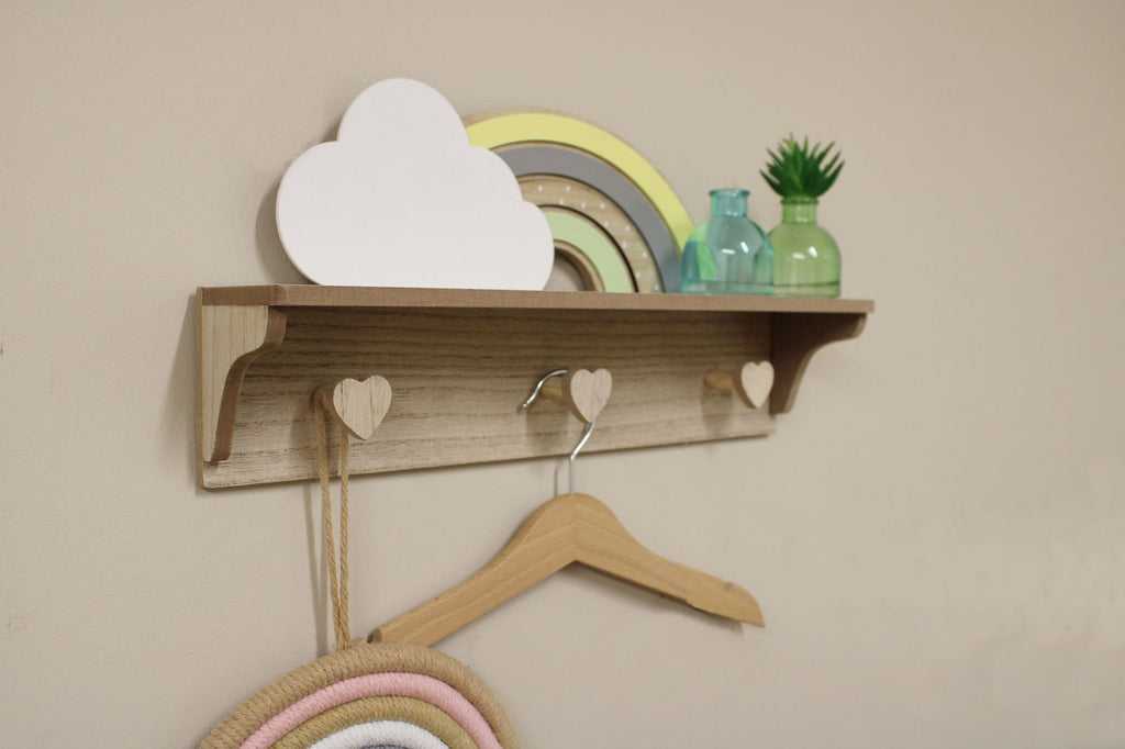 Rainbow and Cloud Shelf with Hooks Geko Products