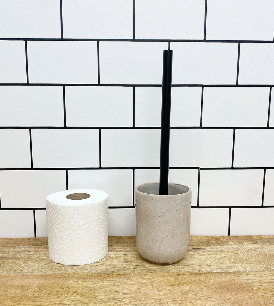 Taupe Ceramic Toilet Brush Holder Geko Products