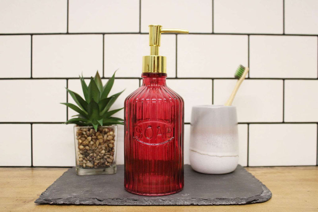 Red Glass Soap Dispenser Geko Products