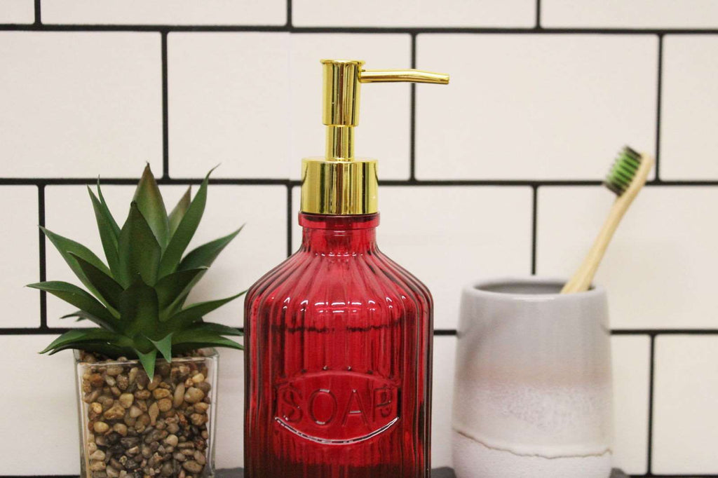 Red Glass Soap Dispenser Geko Products