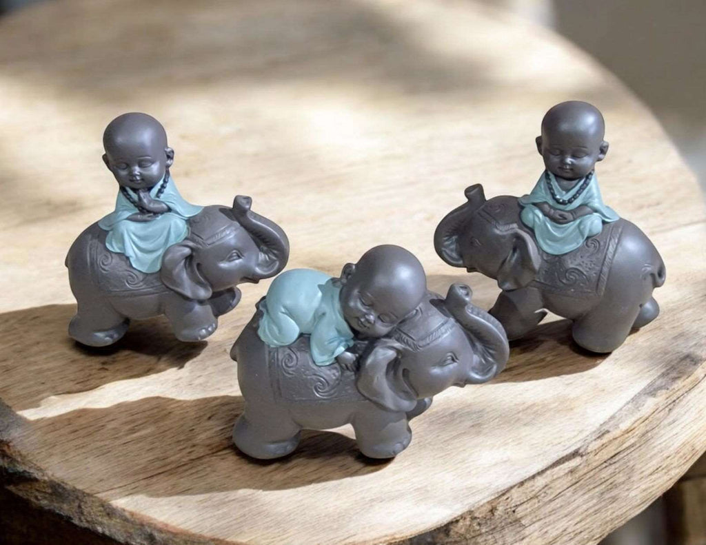 Buddha Riding Elephant Set Of 3, 13x12cm Geko Products