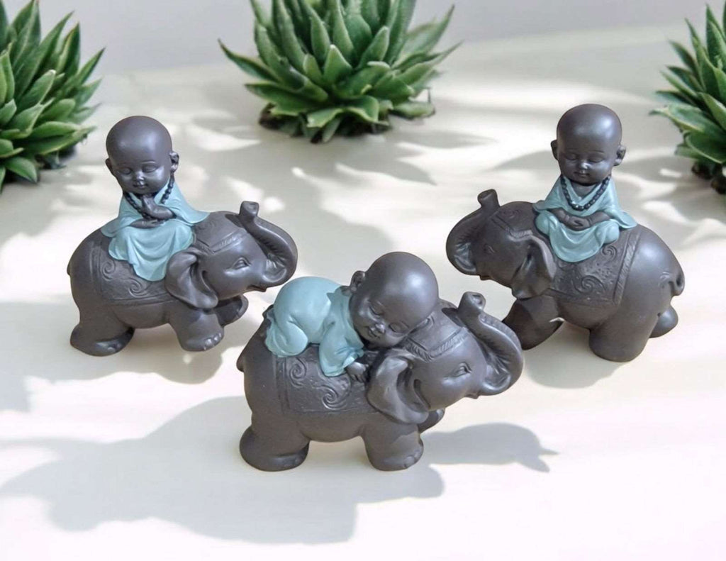 Buddha Riding Elephant Set Of 3, 13x12cm Geko Products