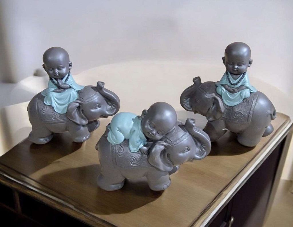 Buddha Riding Elephant Set Of 3, 13x12cm Geko Products