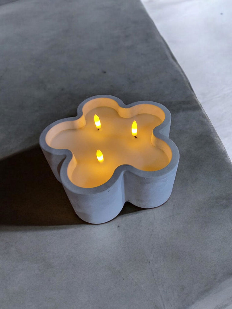 Led Flower 3 Wick Candle 20cm Geko Products