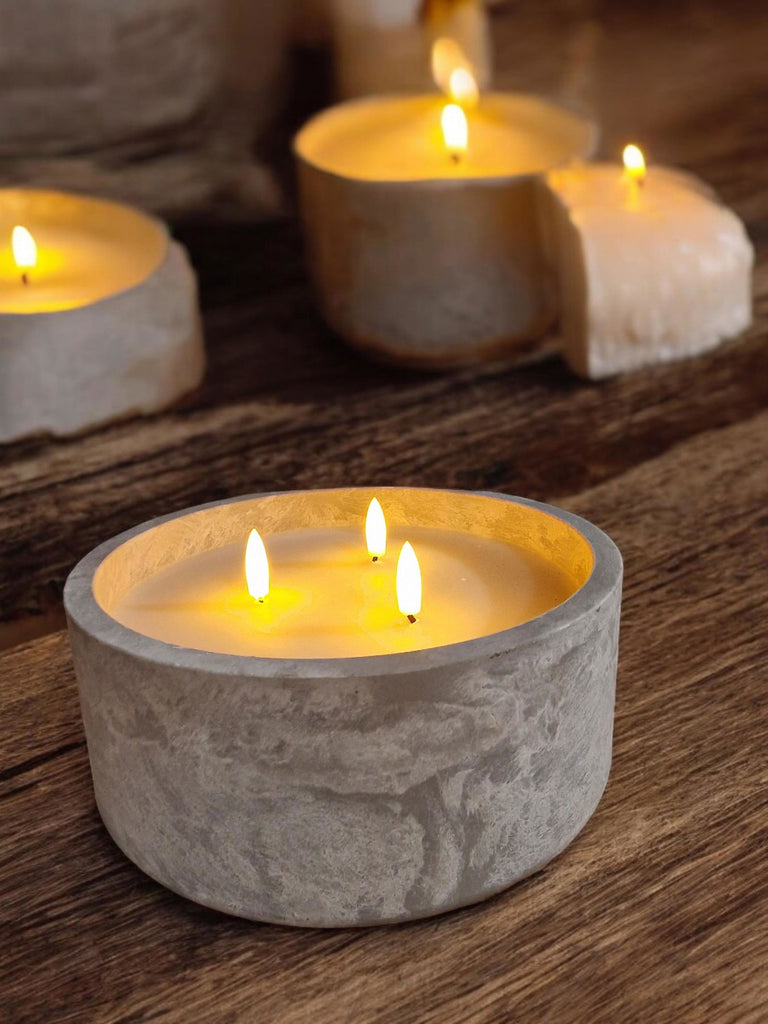 Led Cement Circular Candlepot 20x8cm Geko Products