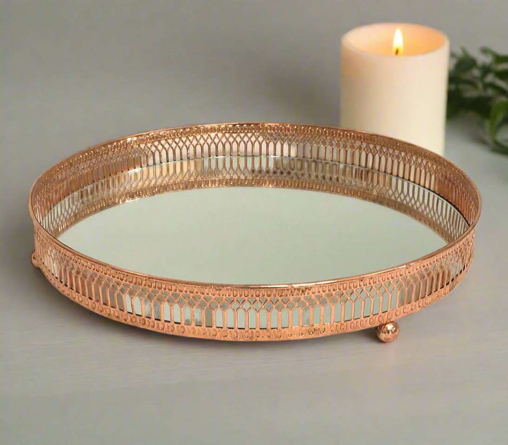 Copper Coloured Mirror Candle Plate Geko Products