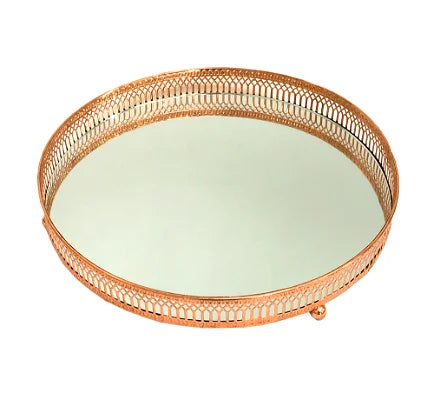 Copper Coloured Mirror Candle Plate - Shades 4 Seasons