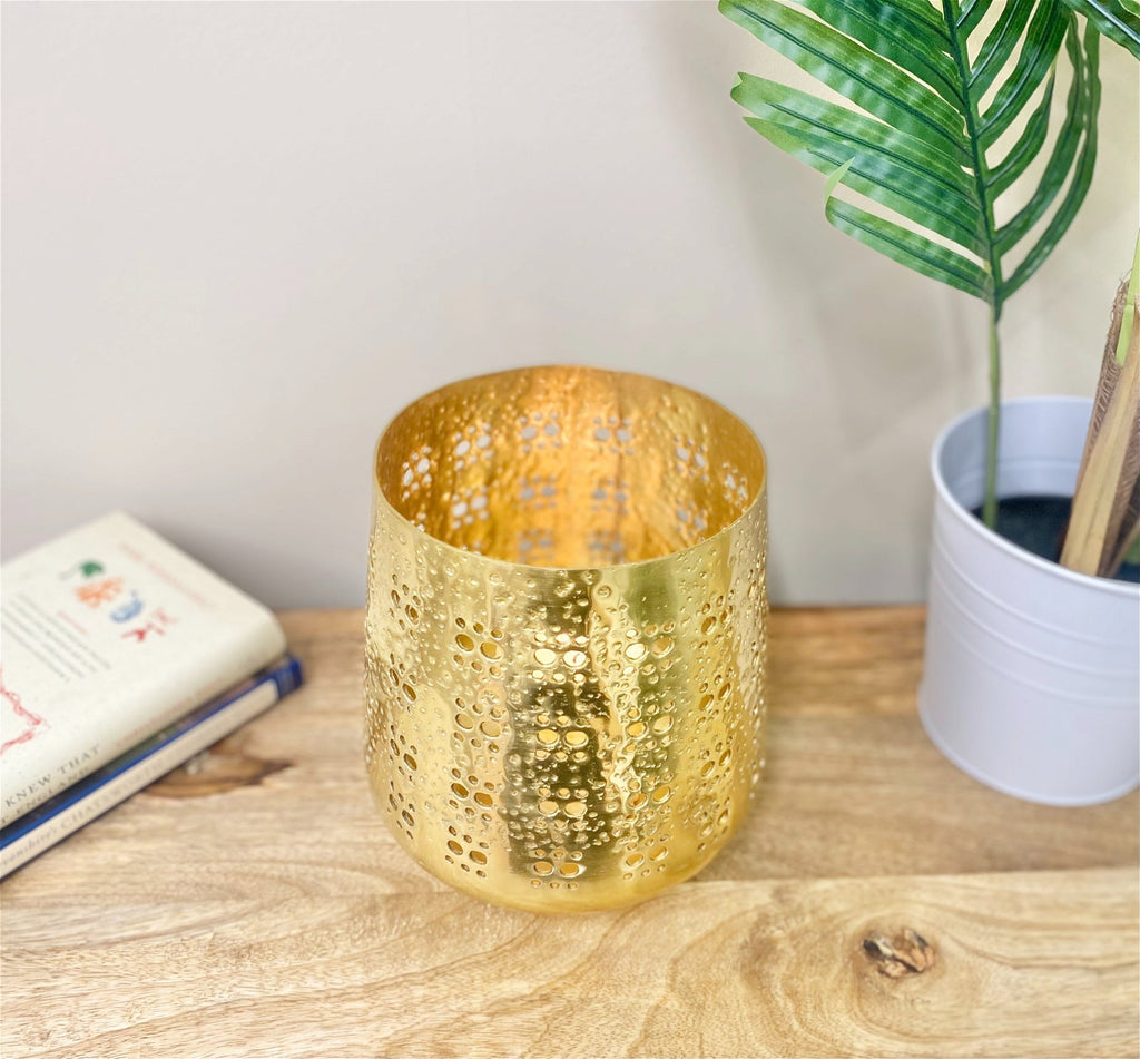 Large Gold Candle Pot 20cm Geko Products