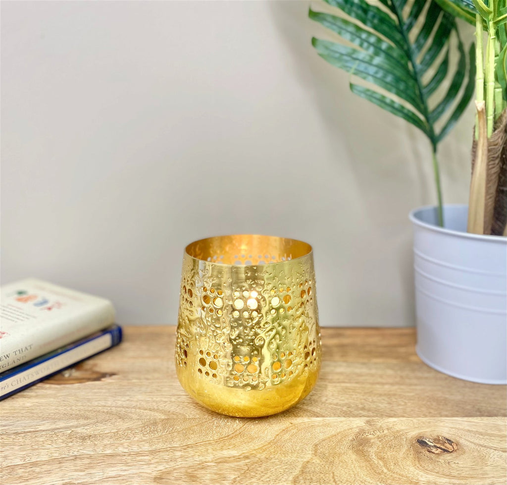 Small Gold Candle Pot 13.5cm Geko Products