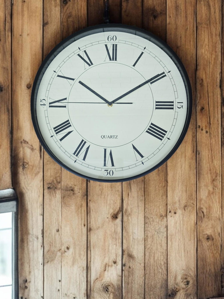 White Cream & Black Wall Clock 40cm Geko Products