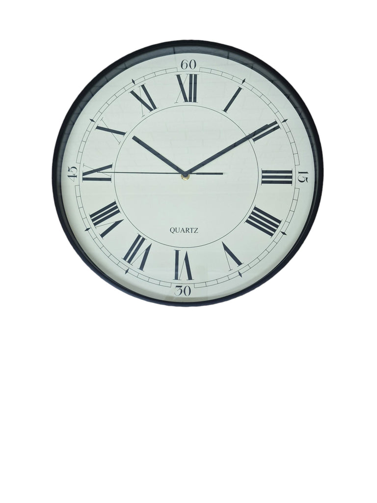 White Cream & Black Wall Clock 40cm Geko Products