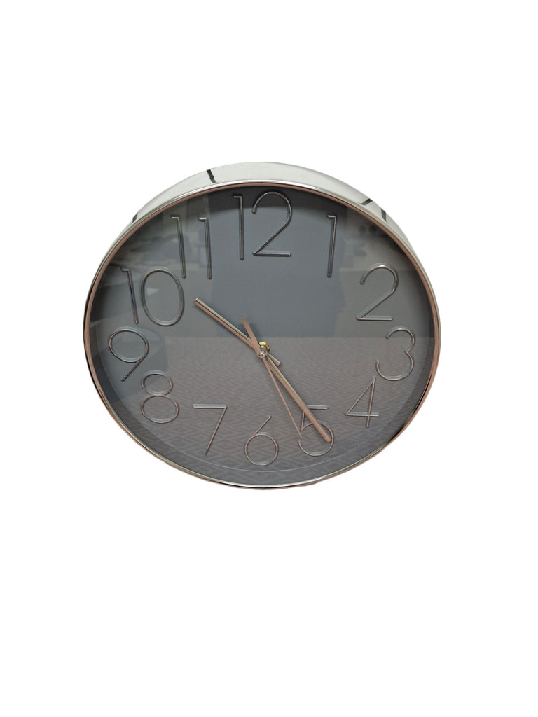 Silver Wall Clock 30cm Geko Products