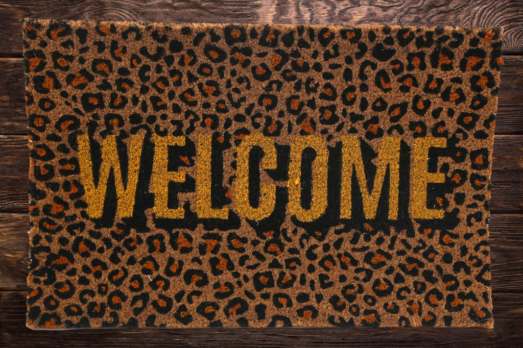 Leopard Print Welcome Coir Doormat 40x60cm Geko Products