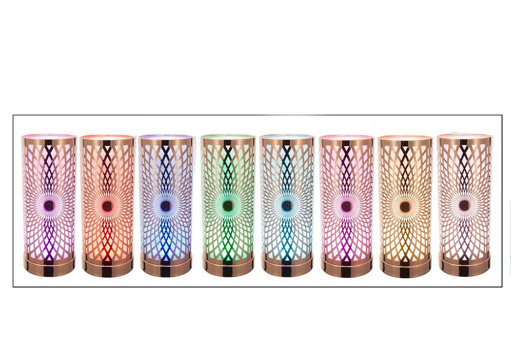 Kaleidoscope Design Colour Changing LED Lamp & Aroma Diffuser in Rose Gold Geko Products