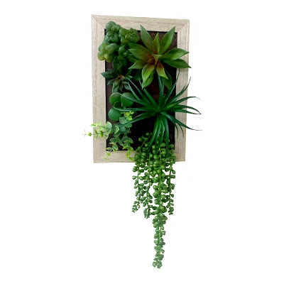 Artificial Succulents In Wooden Frame - Shades 4 Seasons