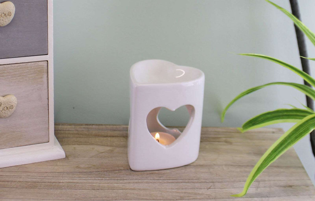 Heart Shaped White Ceramic Oil Burner Geko Products