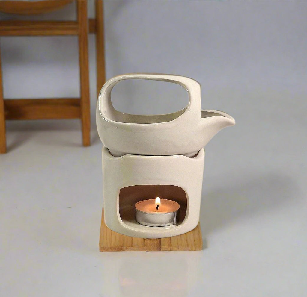 Oil Burner In Off White With Removeable Top Geko Products