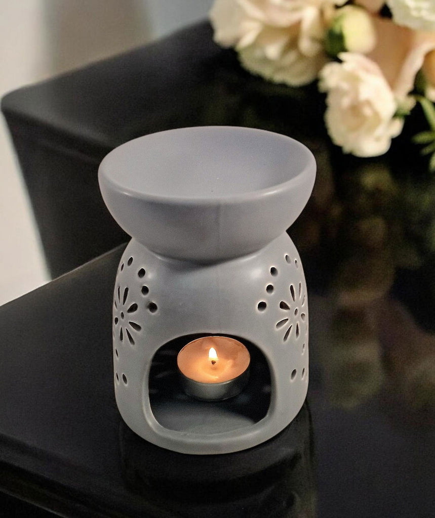 Oil Burner In Grey With Pattern Holes Geko Products