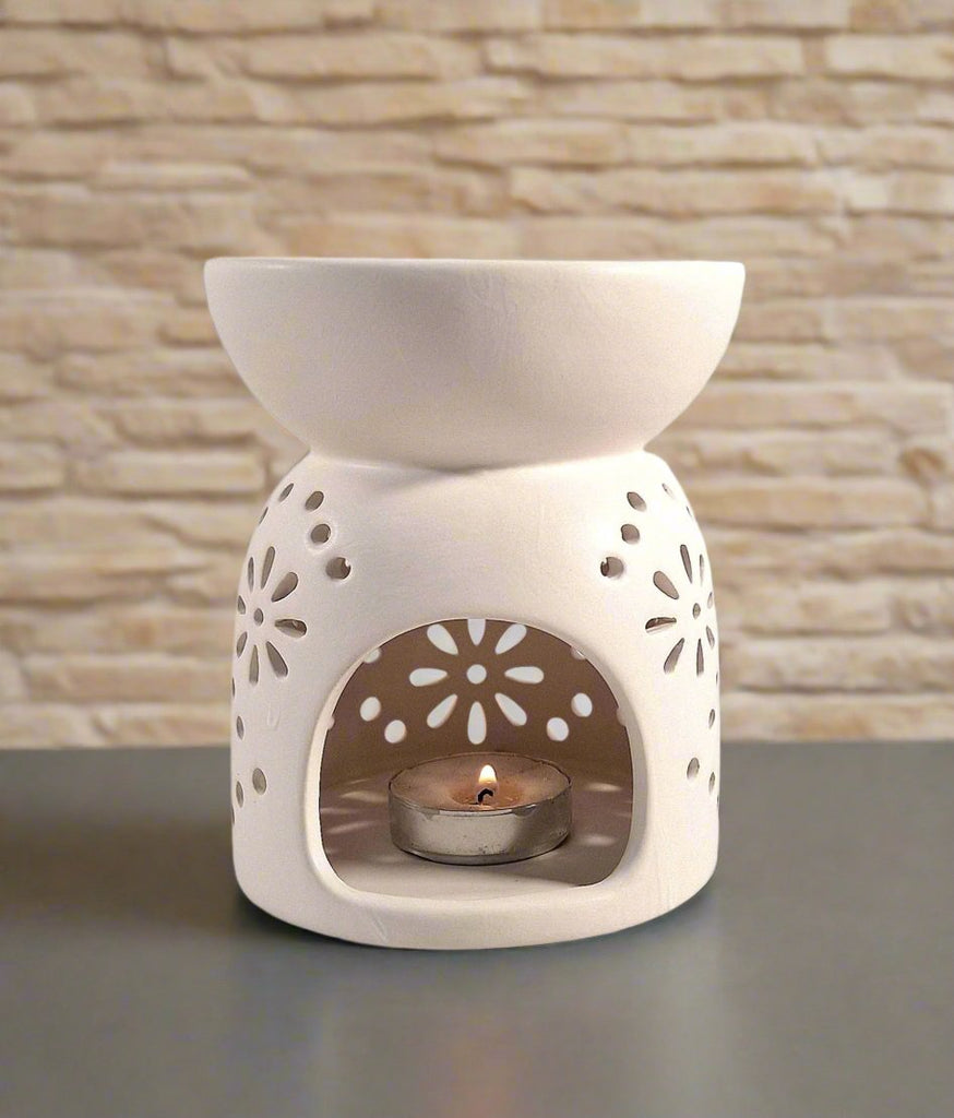 Oil Burner In White With Pattern Holes Geko Products