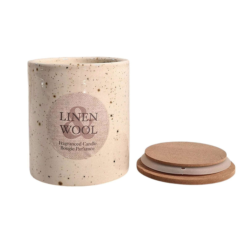 Candle Pot Wooden Lid - Linen Wool Geko Products