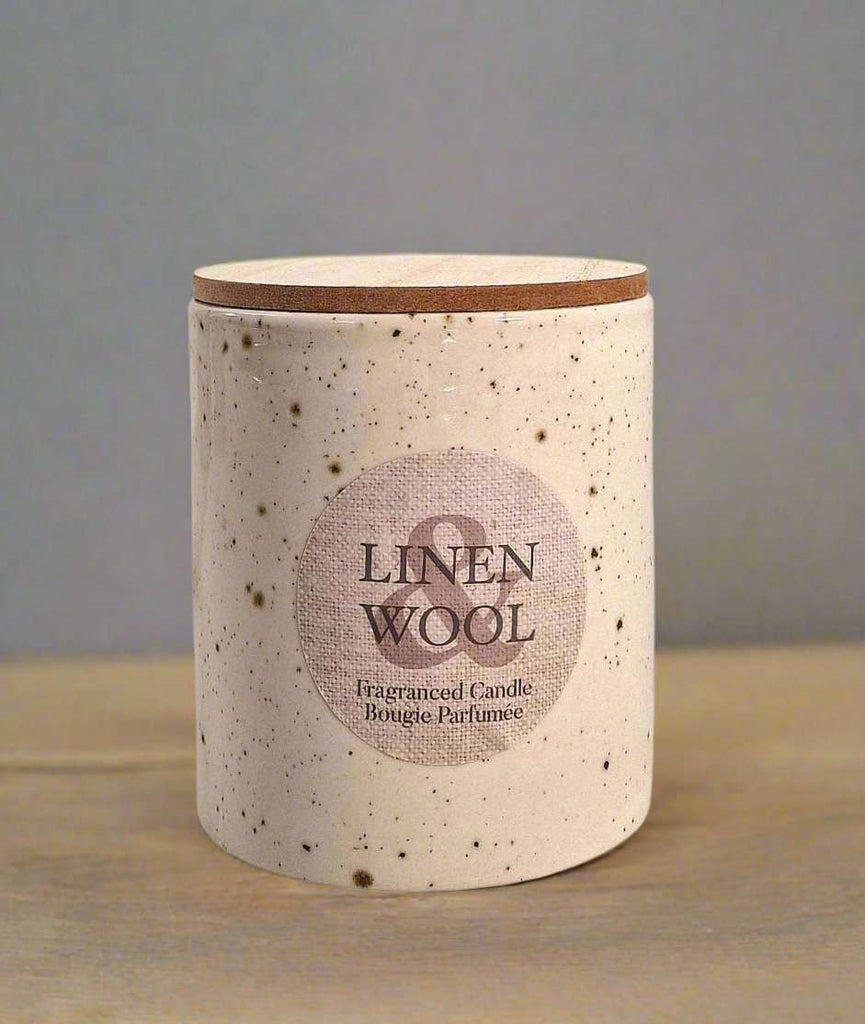 Candle Pot Wooden Lid - Linen Wool Geko Products