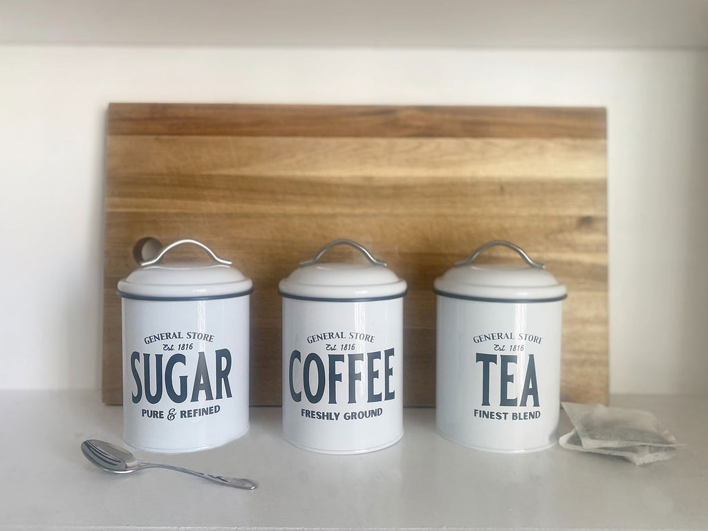 White General Store Tea, Coffee and Sugar Set Geko Products