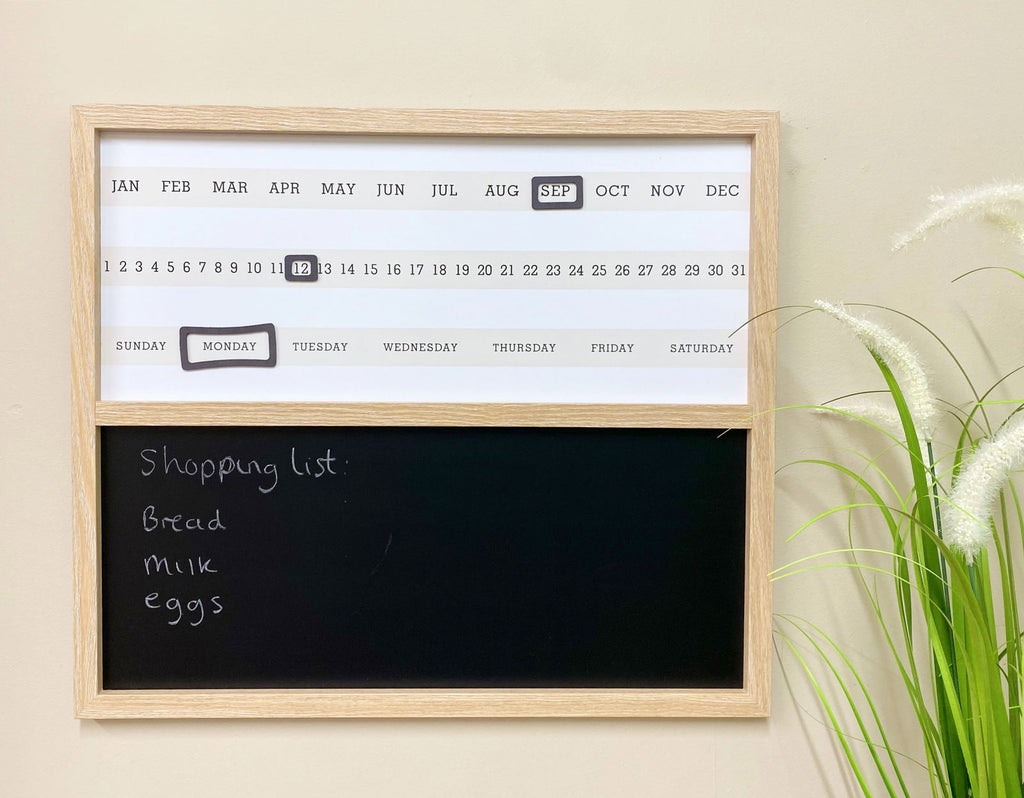 Wall Mounted Wooden Calender With Chalk Board Geko Products