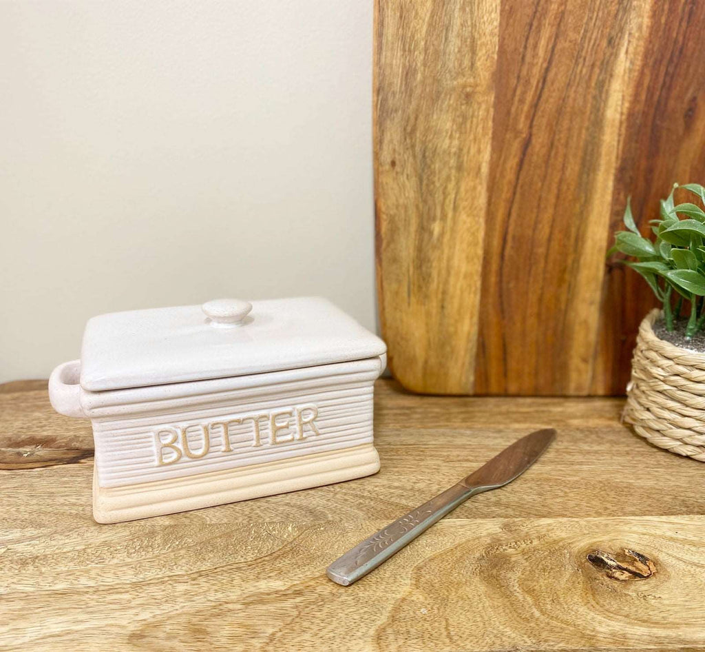 Natural Ceramic Butter Dish 19cm Geko Products