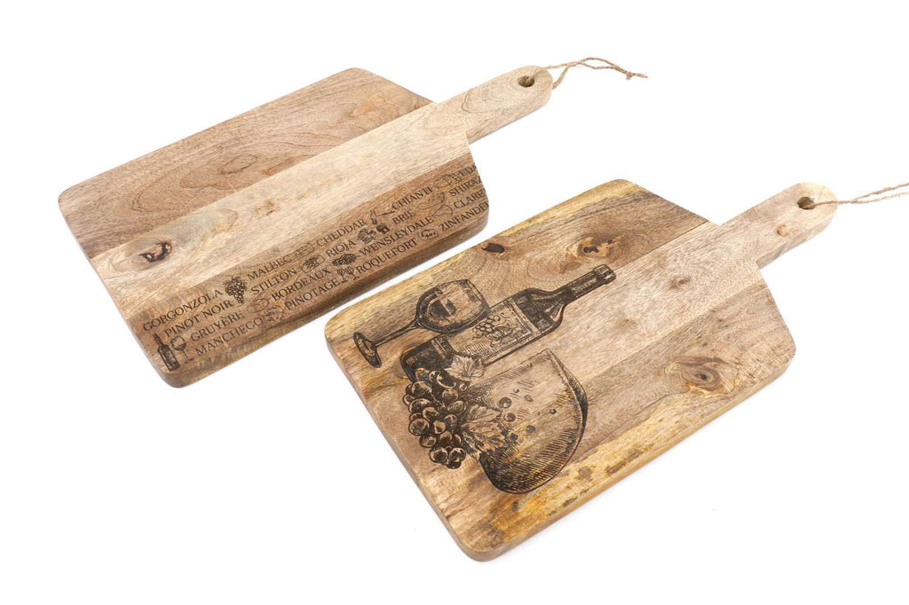 Pair of Engraved Chopping Boards Cheese and Wine Geko Products