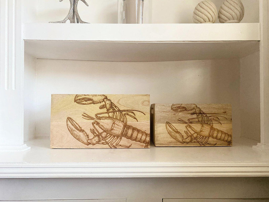 Set Of Two Engraved Lobster Crates Geko Products