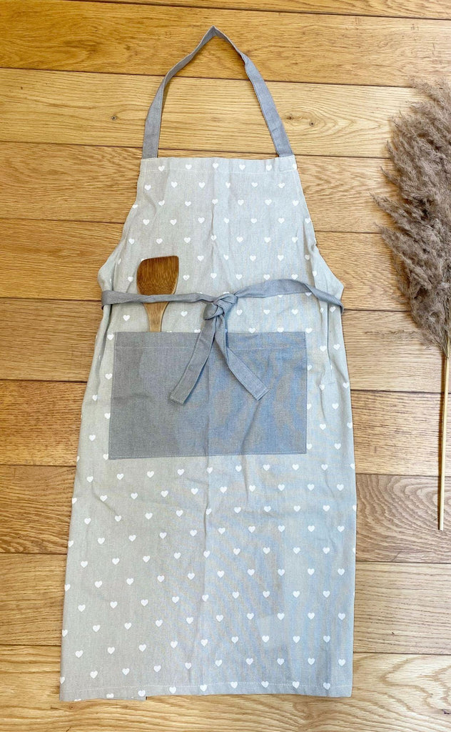 Kitchen Apron With A Grey Heart Print Design Geko Products