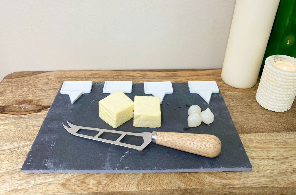 Slate Cheese Board Service Set & Knife 30cm Geko Products