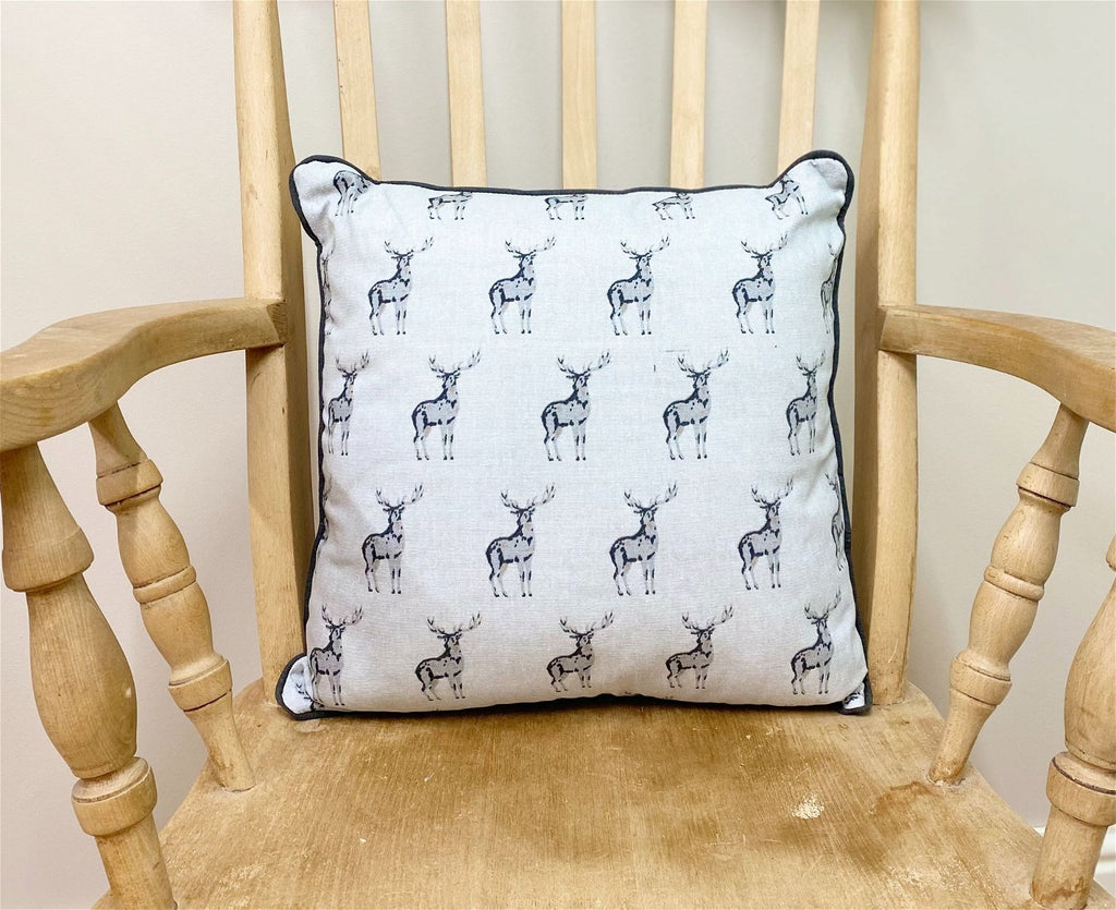 Grey Scatter Cushion With A Stag Print Design Geko Products