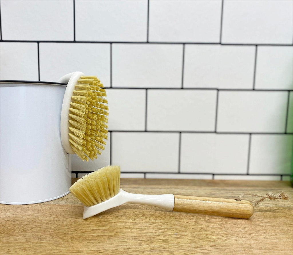 Cream Washing Up Brush with Bamboo Wooden Handle Geko Products