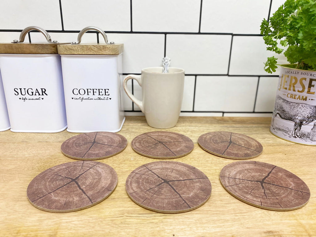 Set of Six Bark Design Coasters Geko Products