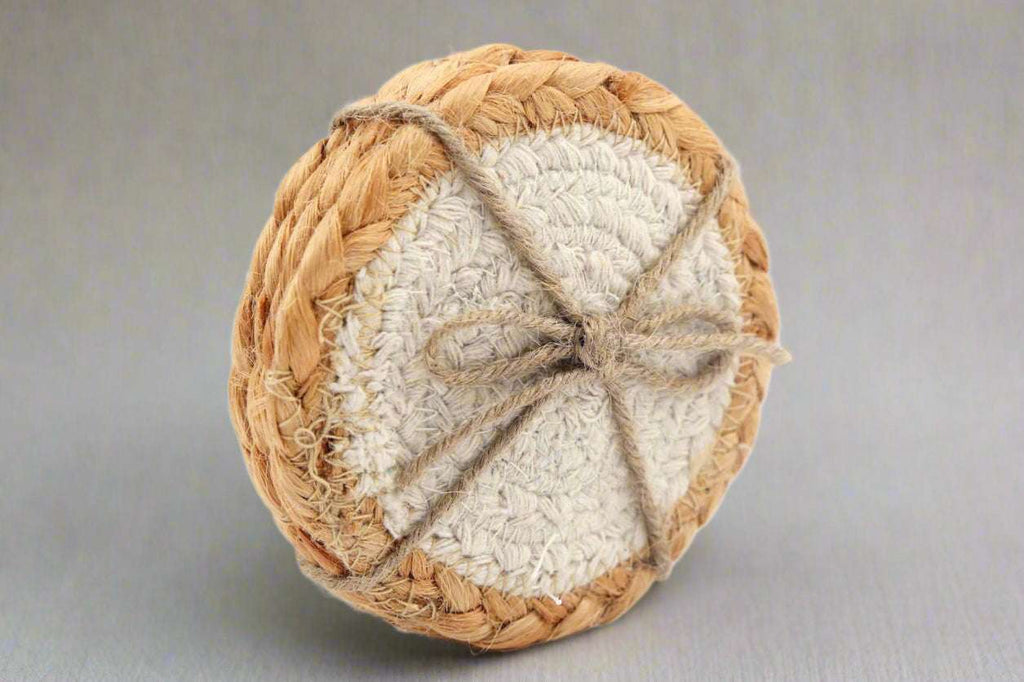 Set of Four Braided Round Jute and Cream Coaster Geko Products