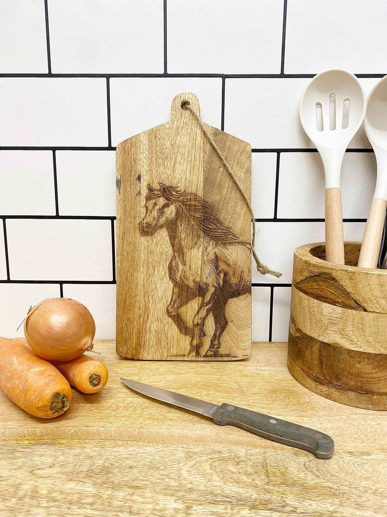 Horse Engraved Wooden Cheese Board Geko Products