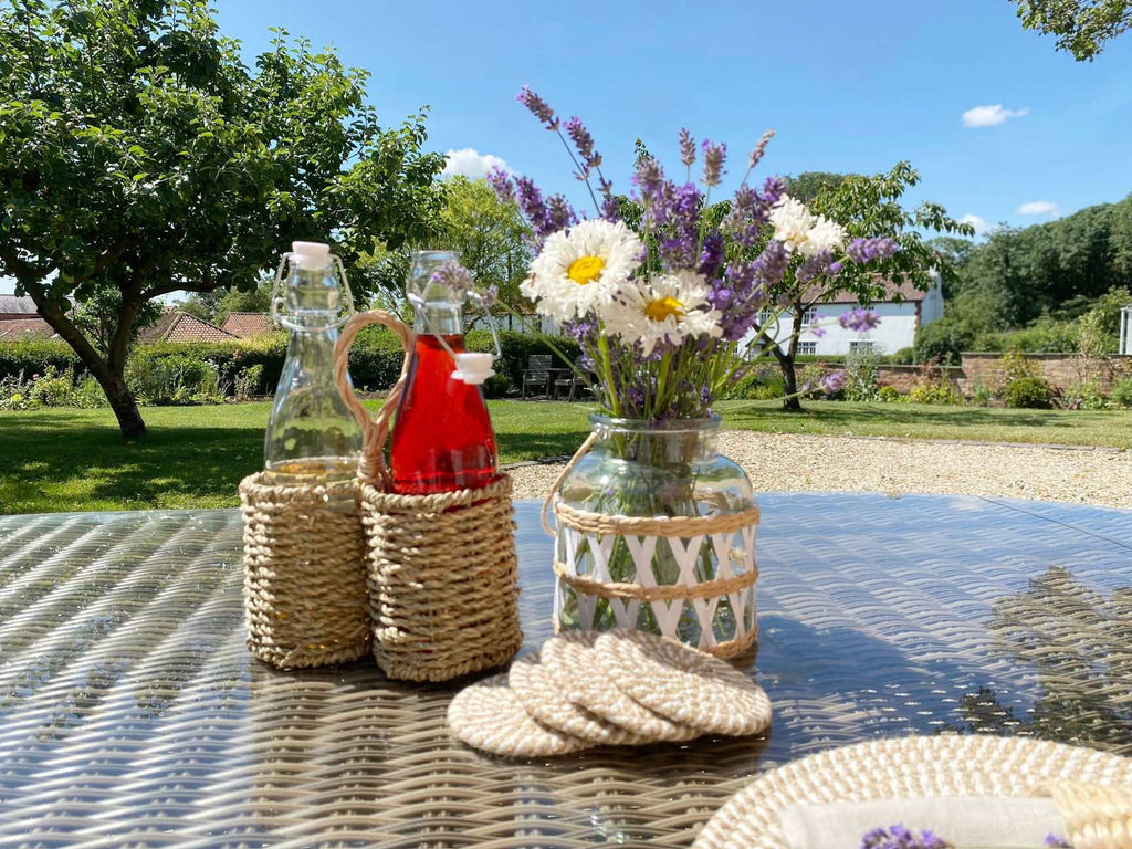 Set of Four Stripey Woven Coasters Geko Products